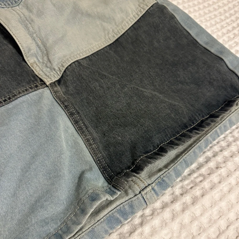 Colorblock Denim Mini Skirt - Picture 4 of 6